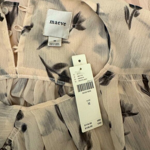 NWT Size M  Maeve LongSleeve Pleated Peasant Blouse - Picture 16 of 16